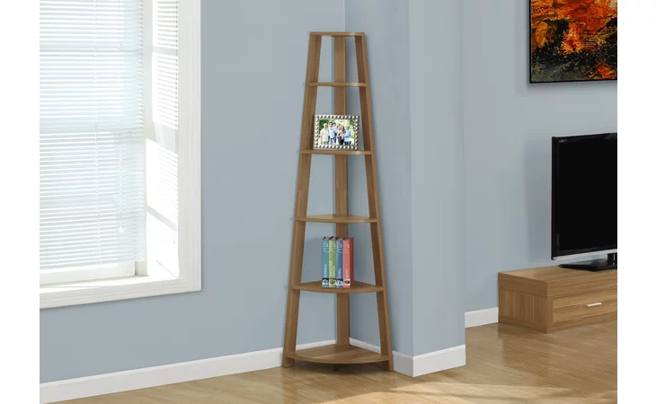 BOOKCASE - 72 H - WALNUT CORNER ETAGERE MONARCH SPECIALTIES I2498  I2498