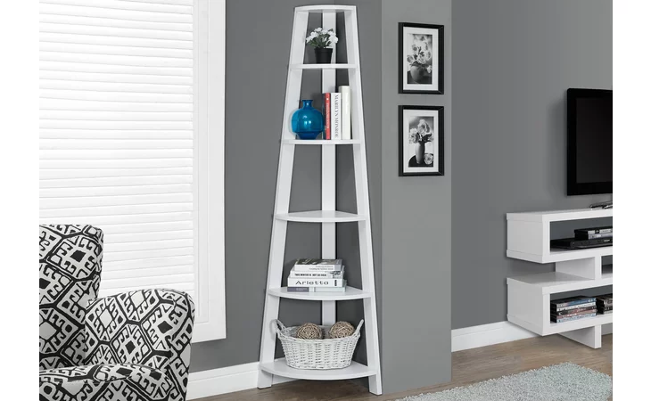 BOOKCASE - 72 H - WHITE CORNER ACCENT ETAGERE MONARCH SPECIALTIES I2496  I2496