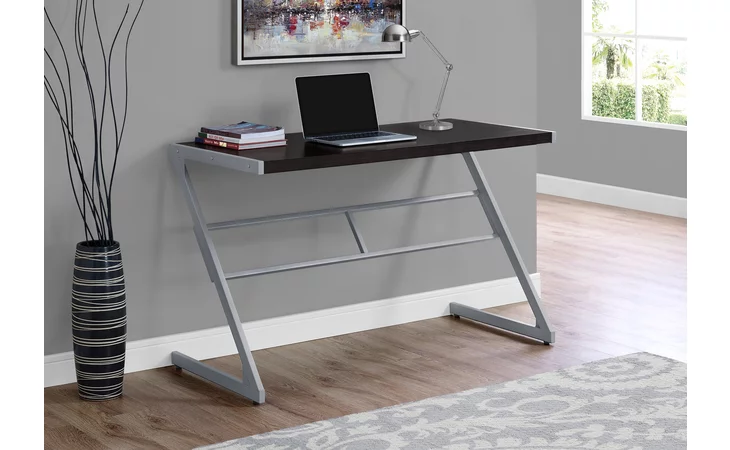 I7374  COMPUTER DESK - 48 L - ESPRESSO - SILVER METAL