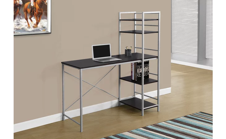 I7166 COMPUTER DESK - 48 L - ESPRESSO TOP - SILVER METAL MONARCH SPECIALTIES  I7166