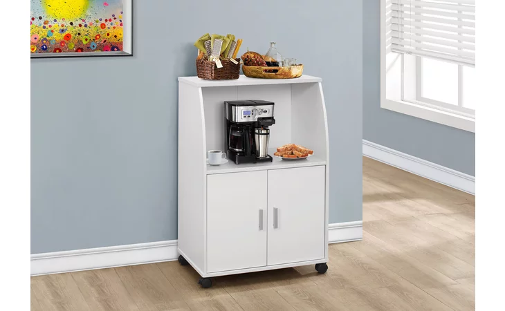 I3139 KITCHEN CART - 33 H - WHITE ON CASTORS MONARCH SPECIALTIES  I3139