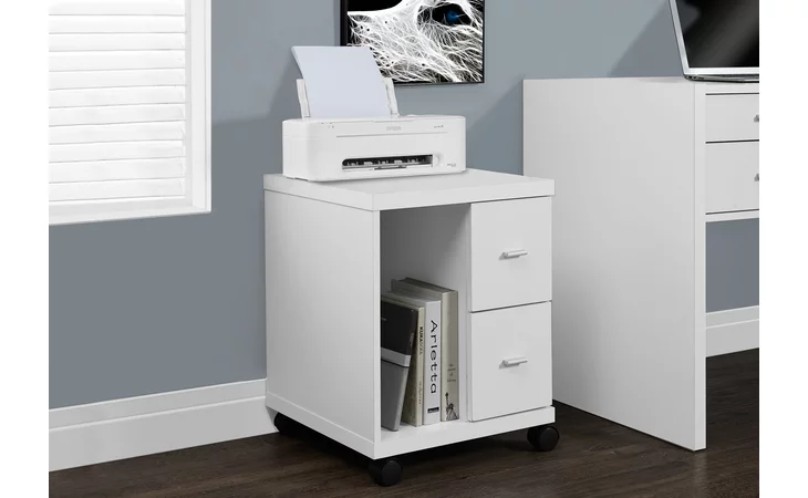 I7055  OFFICE CABINET - WHITE WITH 2 DRAWERS ON CASTORS