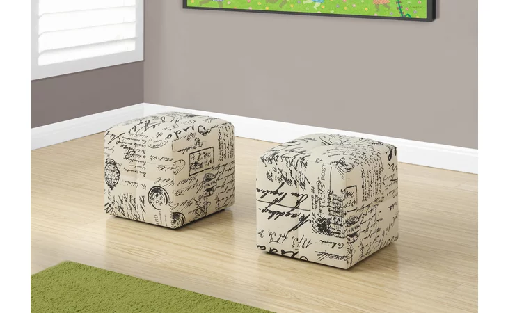 I8162 OTTOMAN - 2PCS SET / JUVENILE / VINTAGE FRENCH FABRIC MONARCH SPECIALTIES  I8162