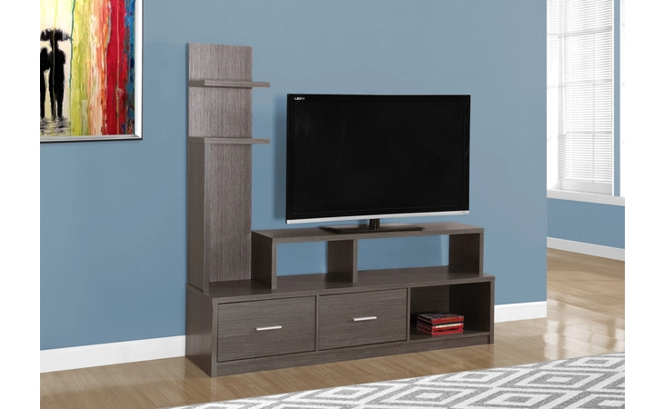 I2698  TV STAND - 60 L - GREY WITH A DISPLAY TOWER