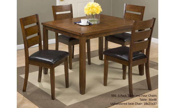PLANTATION FINISH 5 PACK - TABLE AND 4  LADDERBACK CHAIRS W/UPH SEAT;  CHAIR  17X21X37 PLANTATION FINISH JOFRAN  591