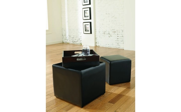7740311  OTTOMAN WITH STORAGE-STATIONARY UPHOLSTERY-CUBIT - BLACK