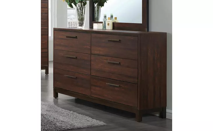 204353 EDMONTON 6-DRAWER DRESSER RUSTIC TOBACCO COASTER  204353