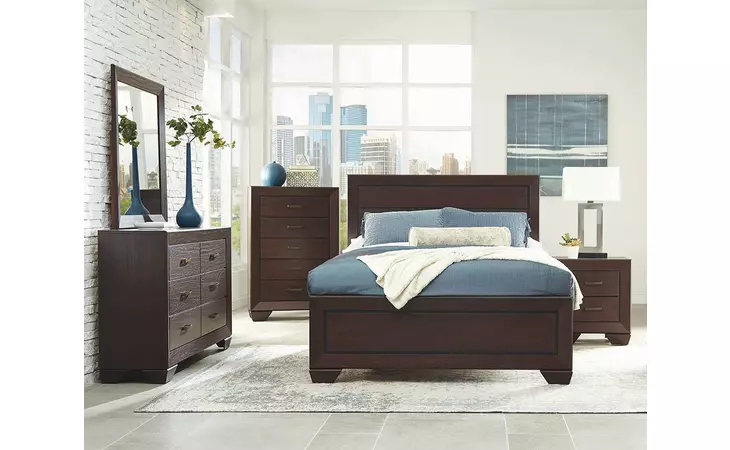 204391KE  FENBROOK TRANSITIONAL DARK COCOA EASTERN KING BED