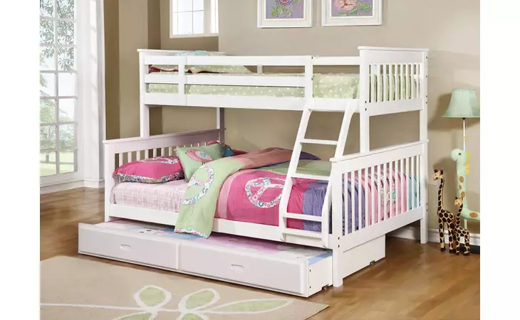 460260  CHAPMAN TWIN OVER FULL BUNK BED WHITE
