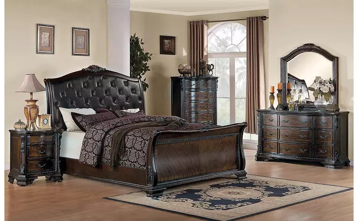 202261Q  MADDISON BROWN CHERRY QUEEN BED
