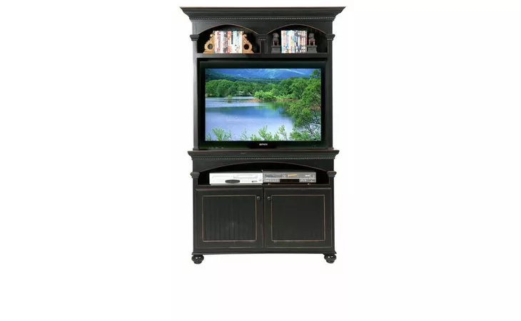 11541 ENTERTAINMENT HUTCH WITH 42 OPENING, (HUTCH OPENING 42 X 29 3 4), CROWN MOLDING, ROPE MOLDING, BEAD BOARD DETAILING*GLASS*NG*FINSISH*BK, CC, CO, CM, CR, EC, GO, HG, IV, SW, UN, WH EAGLE  11541