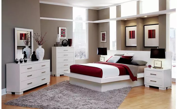 202990KW  JESSICA CONTEMPORARY WHITE CALIFORNIA KING BED