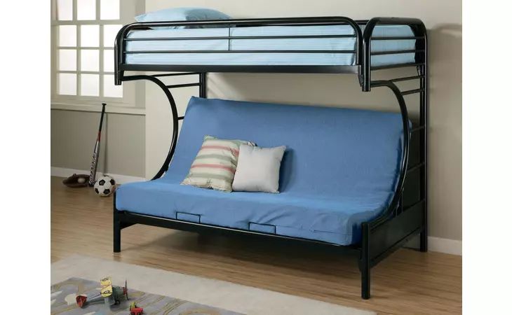 2253K  MONTGOMERY TWIN OVER FUTON BUNK BED GLOSSY BLACK