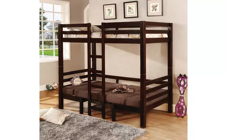 460263  JOAQUIN TWIN OVER TWIN CONVERTIBLE LOFT BED BROWN