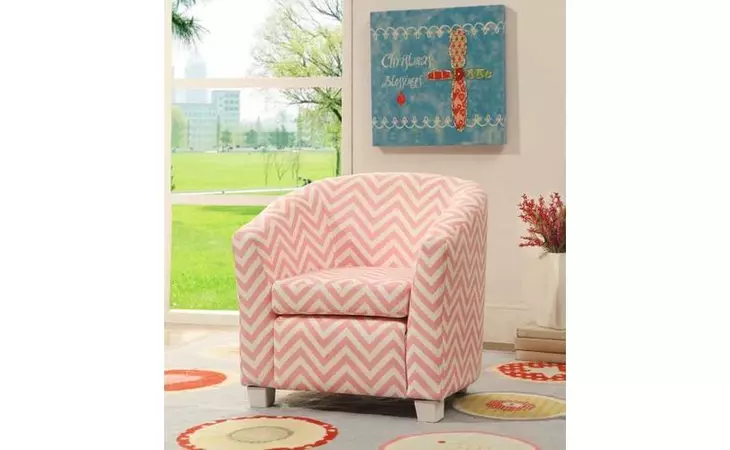 405022  YOUTH CHAIR (PINK WHITE CHEVRON FABRIC)