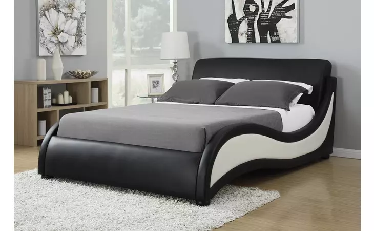 300170KE  NIGUEL CONTEMPORARY BLACK AND WHITE UPHOLSTERED EASTERN KING BED