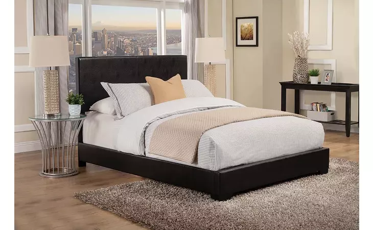 300260Q  CONNER CASUAL BLACK UPHOLSTERED QUEEN BED