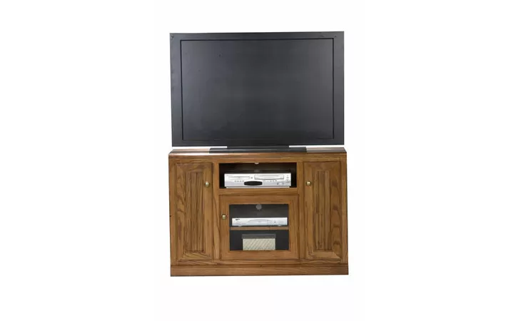 47545  45 ENTERTAINMENT CONSOLE, 1 PLAIN GLASS DOOR, 1 FIXED WOOD SHELF, 2 BEAD BOARD DOORS, 2 FIXED WOOD SHELVES, DECORATIVE MOLDING, PLAIN BASE*GLASS*PL*FINSISH*CC, DK, LT, MD, SO, UN, CR, CM