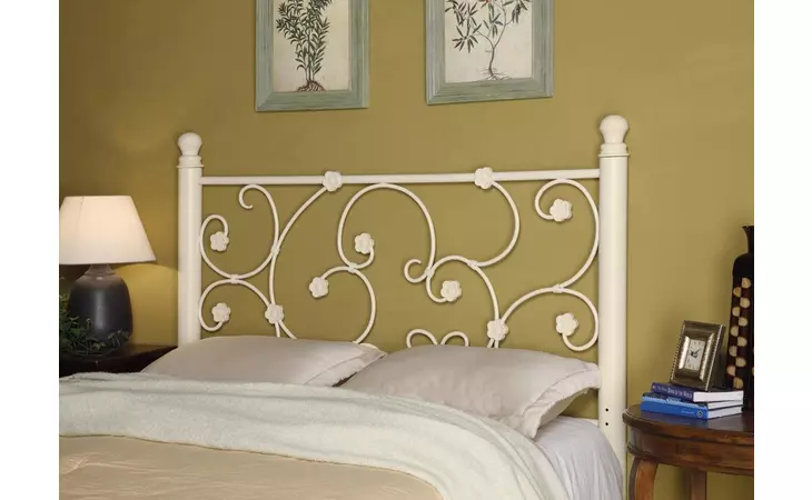 300185QF  TRADITIONAL FLORAL WHITE QUEEN FULL HEADBOARD