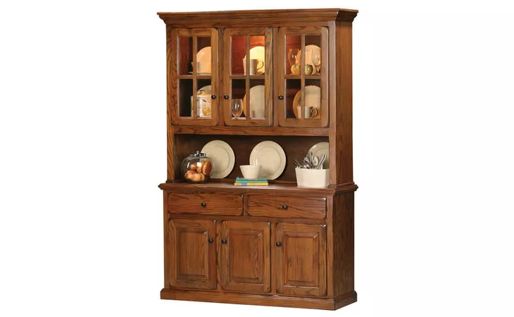 67355 54 DINING HUTCH, 3 GLASS PANEL DOORS, 1 FIXED GLASS SHELF WITH PLATE GROOVE, DECORATIVE MOLDING, PLAIN BASE*GLASS*PL*FINSISH*BD, CC, DK, LT, MD, SO, UN, CR, CM EAGLE  67355