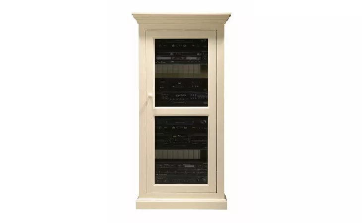 72500 AUDIO TOWER, 1 PLAIN GLASS DOOR, 3 ADJUSTABLE GLASS SHELVES, BEAD BOARD DETAILING, PLAIN BASE*GLASS*PL*FINSISH*BK, SW, WH EAGLE  72500