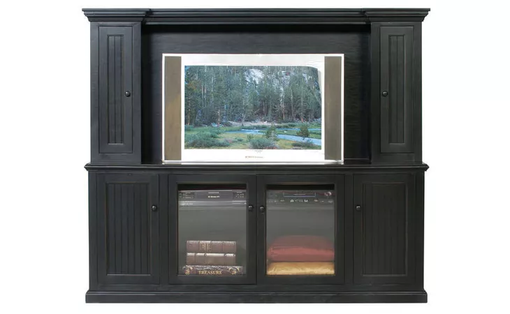 72515 ENTERTAINMENT HUTCH WITH 54 OPENING, (HUTCH OPENING 54 X 32 1 2), 2 BEAD BOARD DOORS, 2 FIXED WOOD SHELVES*GLASS*NG*FINSISH*BK, SW, WH EAGLE  72515