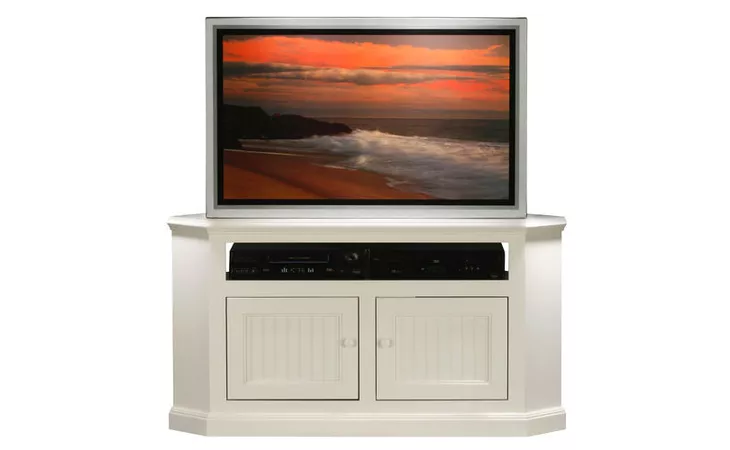 72554 50 CORNER ENTERTAINMENT CONSOLE, (CORNER OUT 36 1 2), 2 BEAD BOARD DOORS OR 2 PLAIN GLASS DOORS, PLAIN BASE*GLASS*PL, WP*FINSISH*BK, SW, WH EAGLE  72554