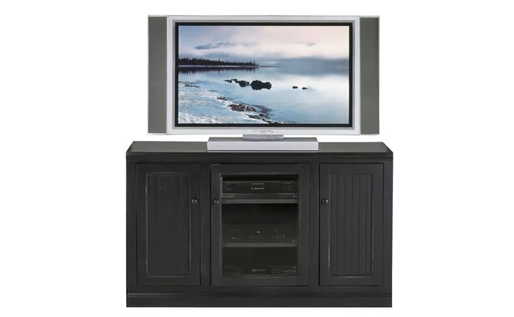 72555 55 ENTERTAINMENT CONSOLE, 1 PLAIN GLASS DOOR, 2 ADJUSTABLE WOOD SHELVES, 2 BEAD BOARD DOORS, 2 FIXED SHELVES, PLAIN BASE*GLASS*PL*FINSISH*BK, SW, WH EAGLE  72555
