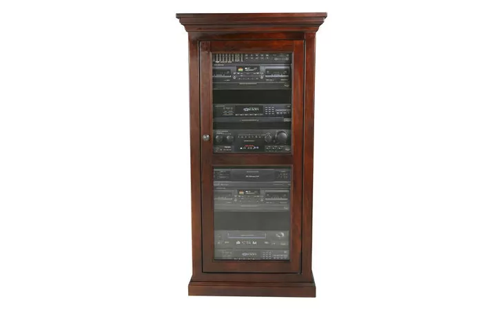 75500  AUDIO TOWER, 1 PLAIN GLASS DOOR, 3 ADJUSTABLE GLASS SHELVES, BEAD BOARD DETAILING, PLAIN BASE*GLASS*PL*FINSISH*CC, CM, CO, CR, EC, GO, HG, IV, UN