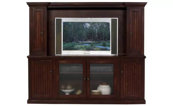 75515 ENTERTAINMENT HUTCH WITH 54 OPENING, (HUTCH OPENING 54 X 32 1 2), 2 BEAD BOARD DOORS, 2 FIXED WOOD SHELVES*GLASS*NG*FINSISH*CC, CM, CO, CR, EC, GO, HG, IV, UN EAGLE  75515