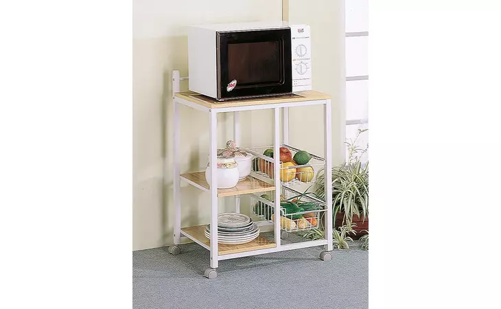 2506 2-SHELF KITCHEN CART NATURAL BROWN AND WHITE COASTER  2506