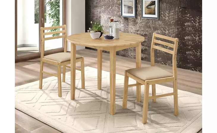 130006  3-PIECE DINING SET WITH DROP LEAF NATURAL AND TAN