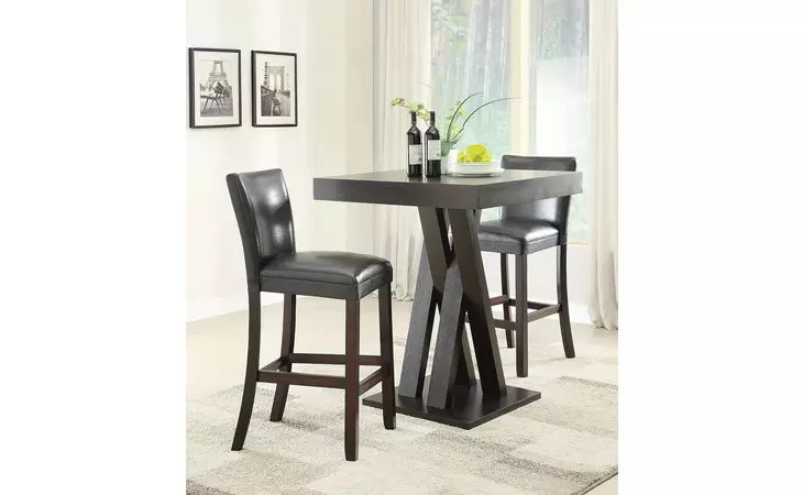 100520 DOUBLE X-SHAPED BASE SQUARE BAR TABLE CAPPUCCINO COASTER  100520