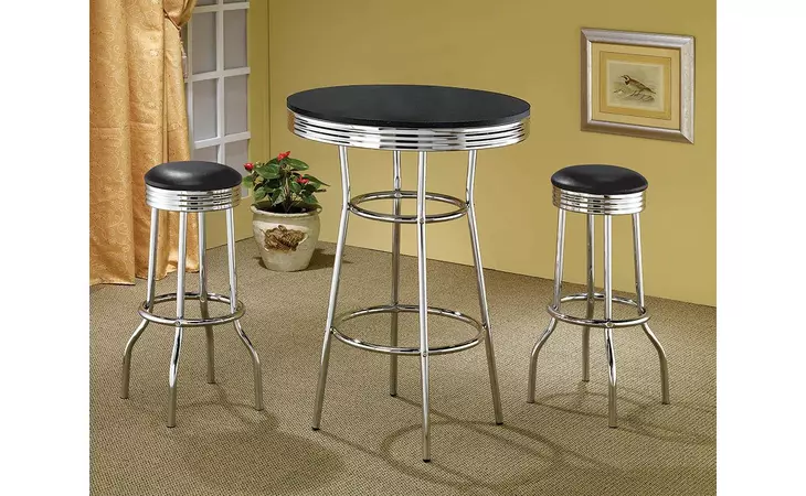 2405 ROUND BAR TABLE BLACK AND CHROME COASTER  2405