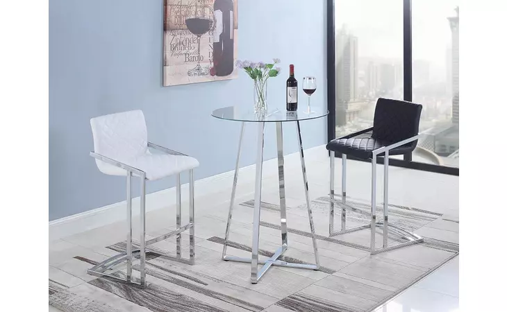 100026 GLASS TOP BAR TABLE CHROME COASTER  100026