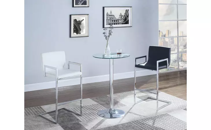 120341 GLASS TOP ROUND BAR TABLE CHROME COASTER  120341