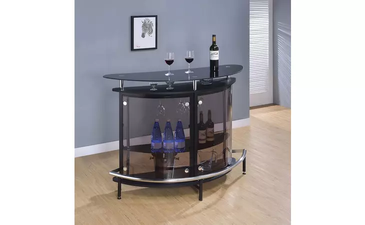 101065  2-TIER BAR UNIT BLACK AND CHROME