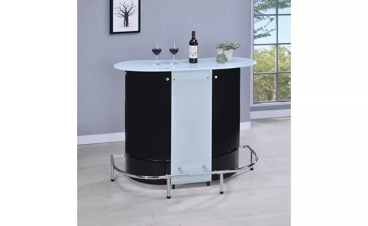 100654 1-SHELF BAR UNIT GLOSSY BLACK AND WHITE COASTER  100654