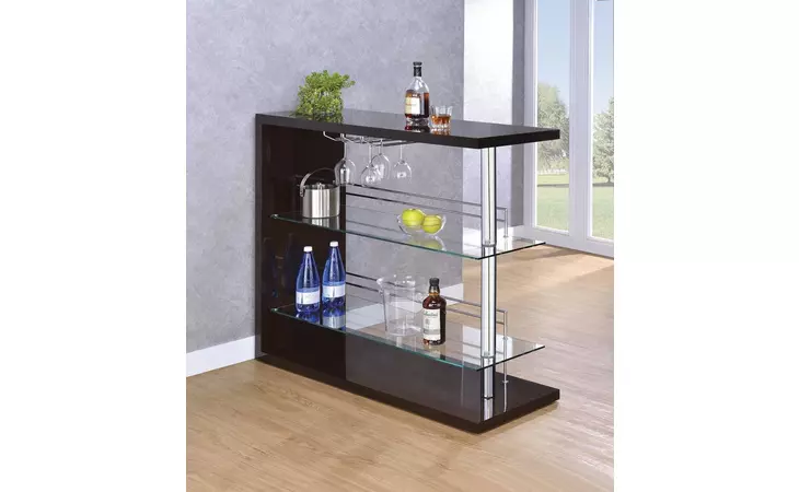 100166 RECTANGULAR 2-SHELF BAR UNIT GLOSSY CAPPUCCINO COASTER  100166