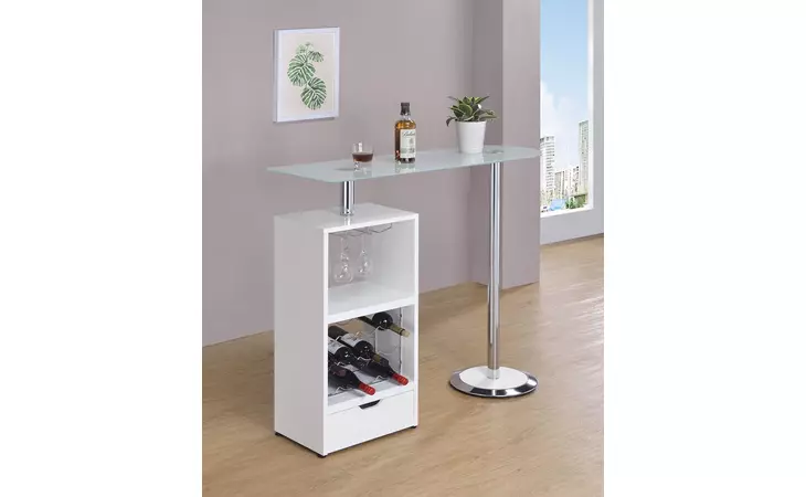 120452 1-DRAWER BAR TABLE GLOSSY WHITE COASTER  120452
