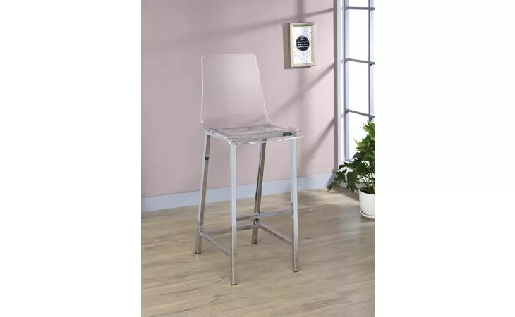 100295  BAR STOOLS CHROME AND CLEAR ACRYLIC (SET OF 2)