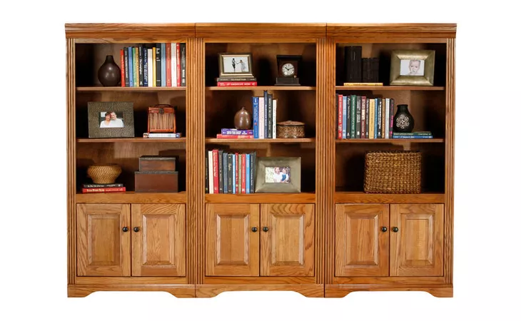 93460 60 TALL OPEN BOOKCASE WITH DOORS, 2 RAISED PANEL DOORS, 2 ADJUSTABLE WOOD SHELVES, DECORATIVE MOLDING, PLAIN BASE*GLASS*NG*FINSISH*CC, DK, LT, MD, SO, UN, CR, CM EAGLE  93460