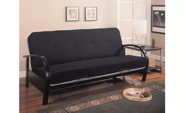300159 METAL FUTON FRAME GLOSSY BLACK COASTER  300159