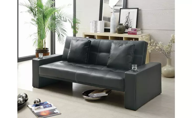300125 SPEARS SOFA BED WITH CUP HOLDERS IN ARMRESTS BLACK COASTER  300125