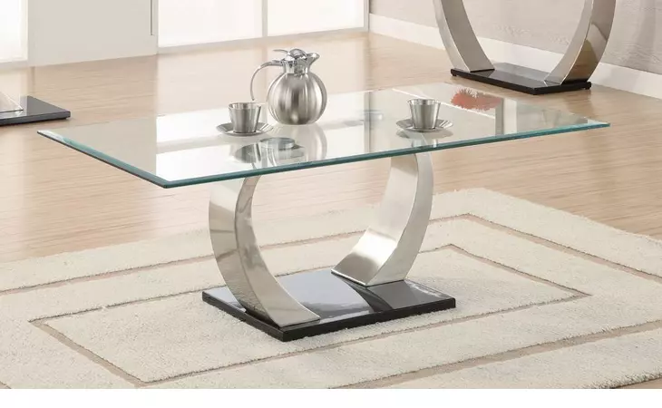 701238  WILLEMSE GLASS TOP COFFEE TABLE CLEAR AND SATIN