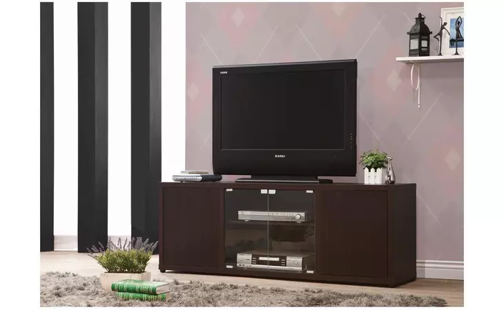 700886  RECTANGULAR TV CONSOLE WITH MAGNETIC-PUSH DOORS CAPPUCCINO