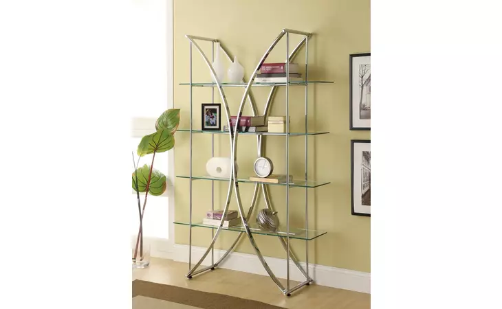 910050  4-TIER BOOKCASE CHROME AND CLEAR