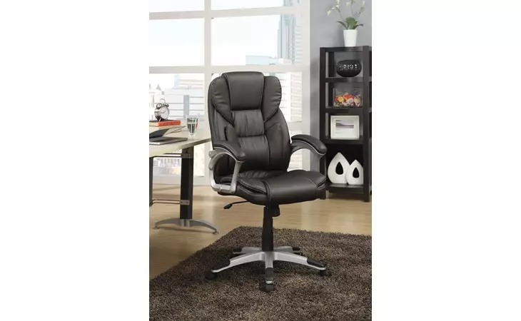 800045 ADJUSTABLE HEIGHT OFFICE CHAIR DARK BROWN AND SILVER COASTER  800045