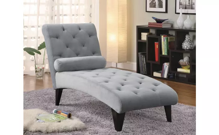550067 TUFTED CHAISE WITH SMALL BOLSTER PILLOW GREY COASTER  550067