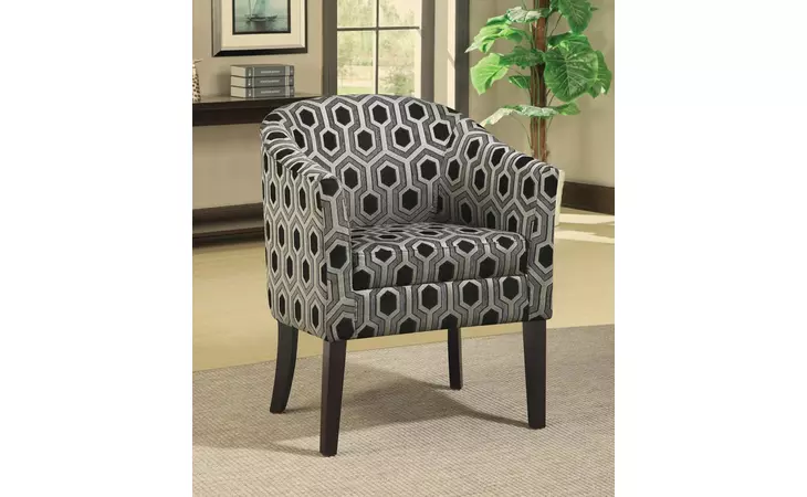 900435  HEXAGON PATTERNED ACCENT CHAIR GREY AND BLACK